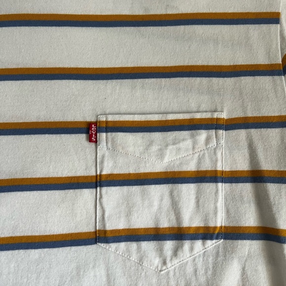 Levi's Men's White and Yellow Striped T-Shirt - Picture 5 of 7